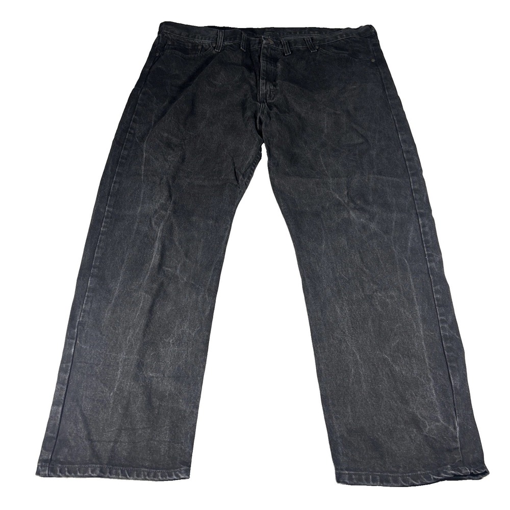 Wrangler Authentics Mens Straight Leg Jeans Black Stretch Denim 44x30